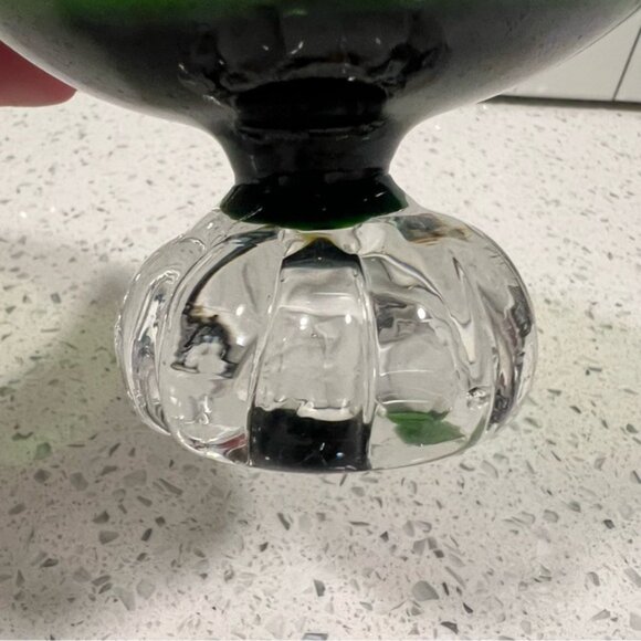 1960s ASEDA SWEDEN Green Glass Sherbet Dessert Footed Dish Mid Century Crystal - Picture 3 of 8